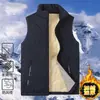 Chaleco de lana de cordero transfronterizo cálido con felpa engrosada cuello alto temporada de otoño e invierno para hombre chaleco sin mangas cortavientos estilo papá para hombre
