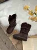 Botas Altas Xshx|Zapatos Familiares para Niñas Adultas Suela Engrosada Cálida Antideslizante Cuello Lateral Plegable