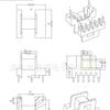 Esqueleto de transformador de alta frecuencia EE19 horizontal 2 de 6 pines HXB-EE1917 espaciamiento de filas 17.00mm fuente de alimentación de alta frecuencia
