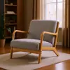 Cadeira Sofá Individual de Madeira Maciça Escandinava Simples de Tecido Lazer Sala de Estar Varanda Quarto Cadeira de Encosto Sofá Preguiçoso para Casa