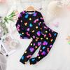 Conjunto de Pijama Cálido de Dos Piezas para Niñas, Manga Larga + Pantalones Largos, Ropa de Casa, Mariposa Luminosa, Primavera y Otoño, Tienda Shopify, Fábrica Transfronteriza