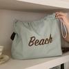 Bolso de mano con estampado de letras, bolso de hombro artístico para vacaciones y ocio, bolso de compras de gran capacidad, bolso con cordón, transfronterizo