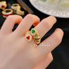 Anillo Baojia vintage de Esmalte de Joyería de la Edad Media, Francés Vintage, Chapado en Oro, Microincrustado con Diamantes, Anillo de Joyería de Color Antiguo