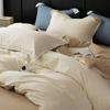Conjunto de Quatro Peças de Algodão 100S de Luxo Leve Lixado Espessado Cobertura de Edredom com Combinação de Cores Lençol de Cama de Algodão Puro Macio para Dormir Nu