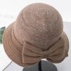 Chapéu de mãe feminino chapéu de pescador de lã novo outono e inverno quente chapéu com laço para meia-idade e idosos vovó senhora idosa