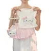 Verano 2025 Nuevo para Niñas Lindo de Manga Volante Gato Rosa Traje Muñeca Grande Top Pantalones Cortos Rosa Capullo