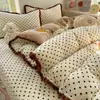 Recomendación de artículo popular~Funda de cama acolchada de terciopelo de leche cálido de alta gramaje grado A con pompón juego de cuatro piezas caricatura linda