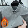 Camisa Térmica Masculina Hengyuanxiang 2026 Outono/Inverno, Forrada com Fleece, Espessa, Tamanho Grande, Não Amassa, Manga Longa Formal para o Pai