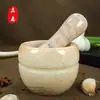 Prensa de ajo de mármol natural, mortero de piedra para uso doméstico, machacador de ajo, picador de ajo, prensa de ajo, recipiente para triturar, mortero de ajo