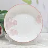 Nuevo color de bajo vidriado plato de fruta de 8 pulgadas plato de cerámica lindo plato de dibujos animados vajilla fresca creativa plato redondo plato para el hogar