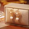 Pendientes de Perla con Trébol de Cuatro Hojas y Deseo Estelar, Modernos, Ligeros, Lujosos, de Gama Alta, Pendientes Elegantes y Elegantes, Accesorios Versátiles para Mujeres con Rostros Cuadrados y Redondos