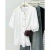 Tops de Talla Grande para Mujer 100 kg Nueva Moda de Verano Elegante Camisa de Manga Corta con Dobladillo de Encaje para Chicas Gorditas 0135