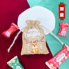 Al por mayor en stock Paquete de Lino Colorido Bolsillo Estampado Navideño Regalo Lámpara Decorativa Bolsa de Empaque Festivo Bolsa con Cordón de Algodón y Lino