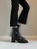 Botines ajustados, elásticos, de tacón grueso retro para mujer, nueva colección 2025, de tacón alto, punta cuadrada, botines tipo Martin