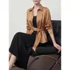 Camisa de Satén de Lujo con Cinturón para Mujer Otoño 2026, Nueva Blusa de Manga Larga a la Moda, Venta al por Mayor y Distribución Transfronteriza
