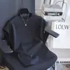 Camiseta de Manga Corta Redonda Holgada Casual Cómoda Estilo Francés Amoníaco Líquido Algodón de Fibra Larga de Xinjiang para Mujer