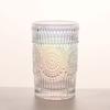Puesto venta caliente girasol vidrio europeo retro relieve dorado taza agua botella agua fría resistente al calor taza desayuno jugo