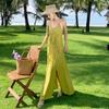 Tiro Real Nuevo Vestido de Vacaciones en la Costa Turístico Elegante de Tirantes Finos con Cordón Espalda Descubierta