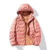 Nuevo Cardigan de Invierno Casual Cómodo de Plumas de Pato Cálido Unisex Color Sólido con Capucha Ligera Chaqueta de Plumas Venta al por Mayor