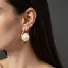 Pendientes Geométricos de Lujo Ligero Francés Estilo Retro Vintage Pendientes de Perla Grandes Diseño de Nicho Accesorios de Pendientes Exagerados para Mujer