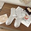 Meias Torcidas Retro de Cor Sólida para Outono e Inverno para Mulheres, Meias Respiráveis Confortáveis de Micro-Pressão na Panturrilha, Meias Simples Versáteis Estilo Slouch Japonesas