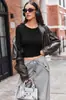 Camiseta feita sob medida, estilo europeu e americano transfronteiriço, gola redonda, mangas compridas, pulôver, base de seda de leite, roupa íntima feminina de alta qualidade