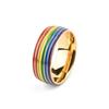 Anillo de cola de acero de titanio hipoalergénico diseño lindo de anillo de pareja arcoíris personalidad simple versátil accesorios de moda anillo