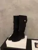 Botas de montar de caña media para mujer, de gamuza, color caqui, con suela gruesa, colección otoño/invierno 2025, efecto adelgazante, botas largas