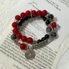 Novo Estilo Chinês Zhengde Tongbao Pulseira Empilhada Dupla Camada Antiga Pulseira de Contas Esmaltadas Pulseira Namorada Pulseira de Alto Valor