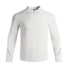 Camiseta de Manga Larga Fina con Media Cremallera Transfronteriza Europea y Americana para Hombre, Primavera y Otoño, Cremallera, Tejida, para Correr, Secado Rápido, Top Deportivo