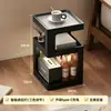 Mesa Auxiliar Creativa para Sofá Estilo Crema Madera Maciza Mesita de Noche con Lámpara Mesita de Noche Lujosa de Alta Gama Simple Pequeña Mesa de Centro