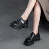 Shanghai Jiejie 2025 Primavera y Verano Nuevos Mocasines Plataforma Altura Aumentada Combinables Zapatos Casuales de Una Capa Pulidos a Color Zapatos Vintage para Mujer