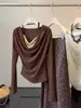 Top corto de lentejuelas halter de diseño vanguardista para nicho, colores contrastantes, camiseta de tirantes ajustada estilo 'hot girl', conjunto de dos piezas para mujer de otoño, nuevo top