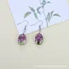 Aretes de Flores Secas Multi-Árbol Pequeño Árbol Frescos y Simples Aretes Colgantes de Gypsophila de Vidrio Aretes Ovalados de Flores Secas Suministro para Lugares Turísticos