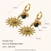 Estilo de Moda Transfronterizo Europeo y Americano, Pendientes de Acero Inoxidable con Chapado en Oro de 18 Quilates, Diseño de Mariposa con Flor y Corazón de Gama Alta