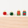 Antiguos accesorios navideños de oro mate, cuentas de manzana, colgante de fruta de la paz, cuerda roja tejida a mano, joyería, material de bricolaje