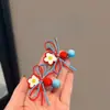 Pinza para el pelo con flores y lazo en color rojo y azul de Dongdaemun, Corea. Pinza para flequillo para niñas. Accesorio para el pelo de dopamina.