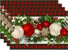 Manteles navideños transfronterizos 4 juegos de platos de cena tazas con tapetes termoaislantes Manteles decorativos para la atmósfera de las fiestas navideñas