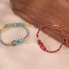 Pulsera Roja de Hilo Estilo Chino para Hombres y Mujeres, con las Ocho Deidades Guardianas, Se Puede Ensartar con Cuentas, Pulseras de Pareja Tejidas para la Buena Suerte