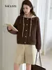 Cárdigan de Punto de Lana Doble Cara con Capucha Desmontable para Mujer 2025 Otoño e Invierno Nuevo Versátil Holgado Casual Chaqueta Suéter Moderna
