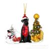 Cross-border novo produto natal cão boneco de neve decorações pingente presente de natal acrílico plano carro pendurado ornamentos