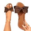 Sandalias Planas Casuales de Moda Nueva 2025 de Talla Grande Transfronterizas con Decoración de Moño para Uso Exterior Color Sólido Estilo Caliente