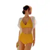 Bikini Nuevo Corea del Sur Pecho Pequeño Push-up Cubre Vientre Adelgazante Cintura Alta Espalda Descubierta Aguas Termales Dividido Natación Aguas Termales para Mujer