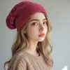 Gorro cálido, gorro de street dance, gorro de lana tejido de dos tonos a la moda, gorro plisado, gorro multicapa, gorro de AliExpress, gorro para poner, rojo