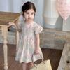 Vestido para Niñas Estilo Coreano 3-6 Años Bebé Verano 2026 Nuevo Vestido Floral con Mangas Abullonadas Vestido Elegante