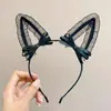 Diadema linda de orejas de gato para mujer, accesorios de disfraz de Halloween, pasador de felpa, tocado, diadema nueva 2023