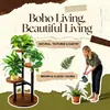 Estante para Plantas de 3 Niveles, Estante para Plantas de Metal y Madera, Estante Múltiple para Plantas de Interior, Estante en Capas para Flores y Plantas de Esquina