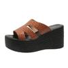 Comercio Exterior talla grande 24 Verano Nuevo Cuña Fondo Grueso Punta Redonda Moda Europea y Americana Todo Combinable Sandalias y Pantuflas para Mujer en stock Zapatos