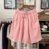 Shorts retro de algodón y lino de pierna ancha para mujer, pantalones de verano ligeros y transpirables de algodón y lino hasta la rodilla, holgados y versátiles, pantalones casuales de longitud media para tallas grandes