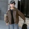 Comercio Exterior Infantil Ropa Infantil 2026 Primavera y Otoño Chaqueta de Cuero Retro Estilo Japonés Atractivo Estilo Motociclista Chaqueta de Cuero PU para Niños Moderna